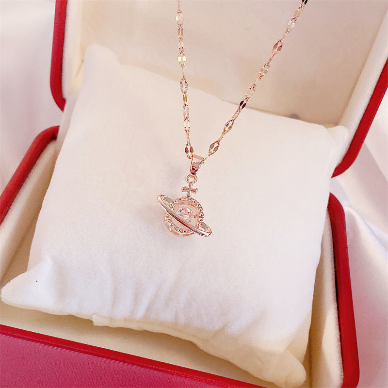 Women's Fashion Simple Full Diamond Perfume Bottle Clavicle Chain