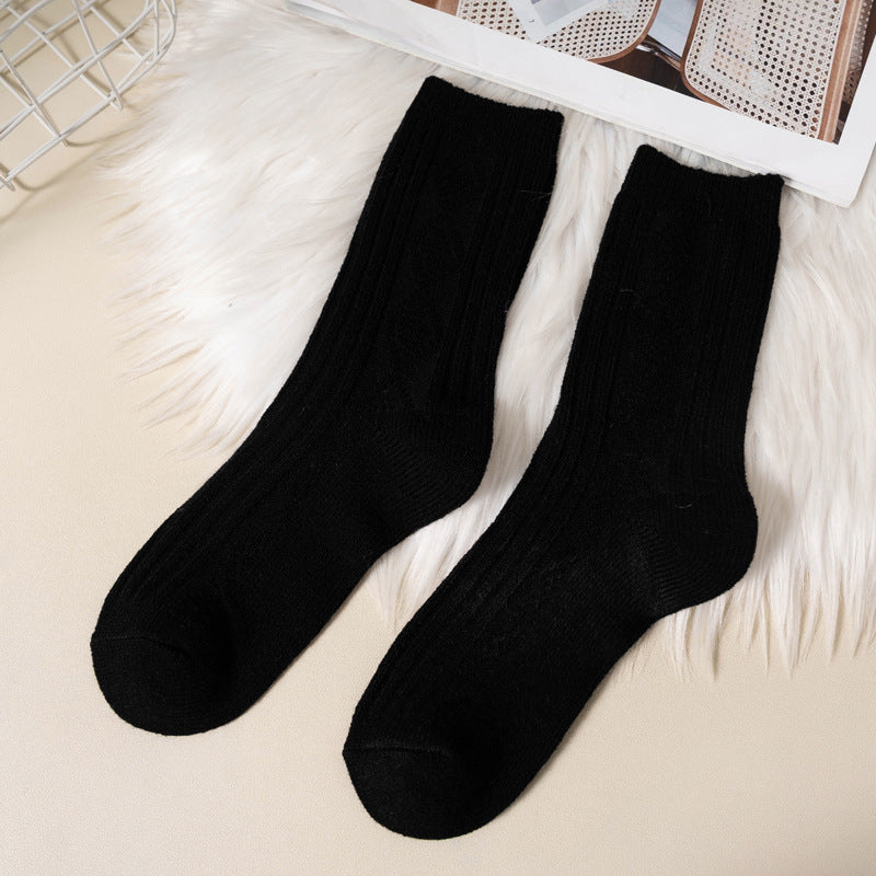 Double Needle Wool Warm Mid-calf Socks for women