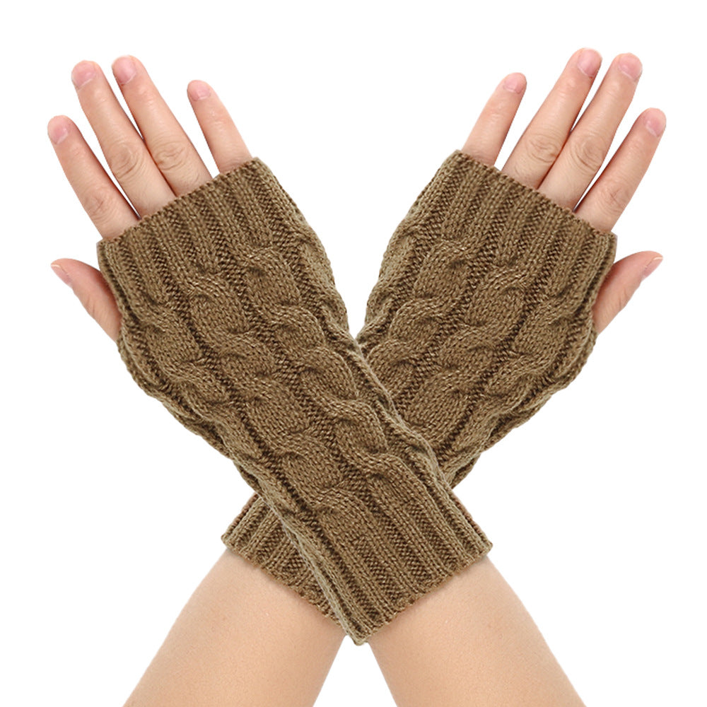 Warm Wool Open Finger winter gloves for women