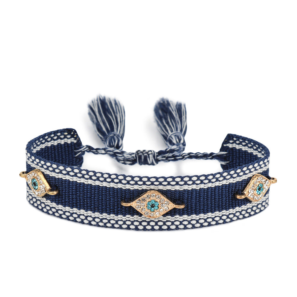 Metal Devil's Eye Lucky Blue Eyes Carrying Strap European And American Woven Bracelet