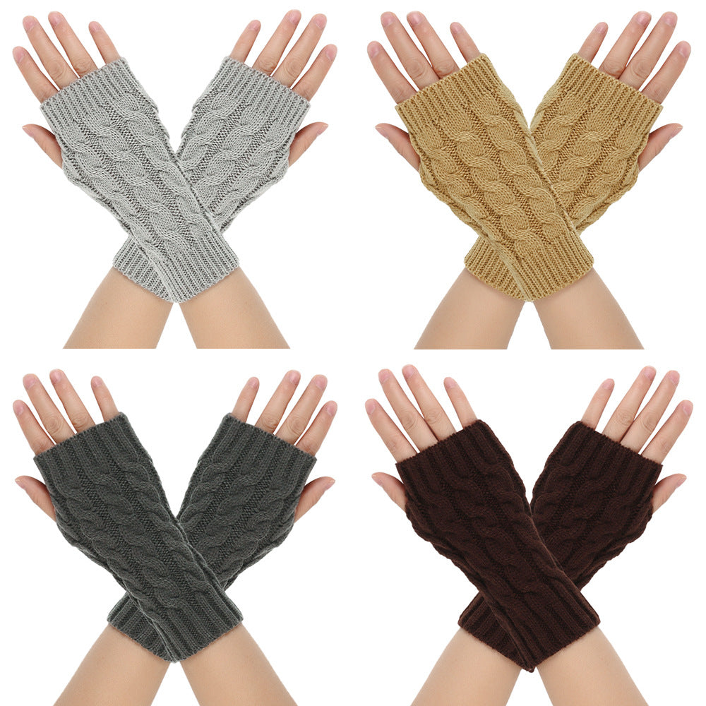 Warm Wool Open Finger winter gloves for women