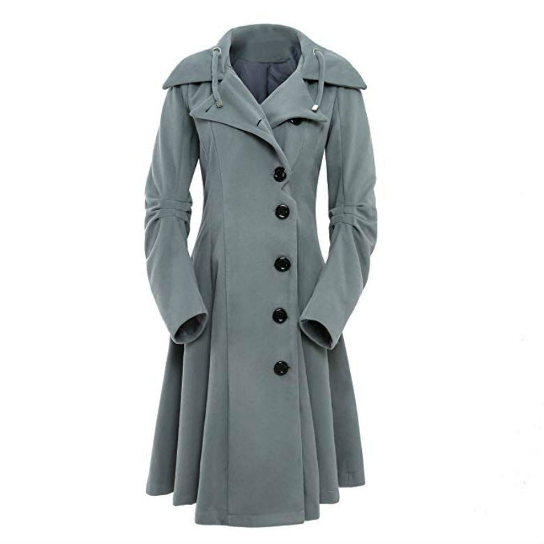 Slim Double Breasted Long Trench Coat for girls