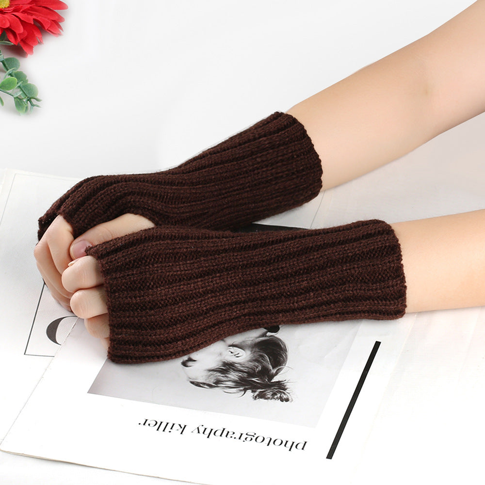 Knitting Wool and Straight Arm Knitted Warm gloves for women