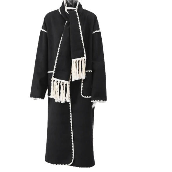 Woolen Coat Tassel Lace Long coat for women