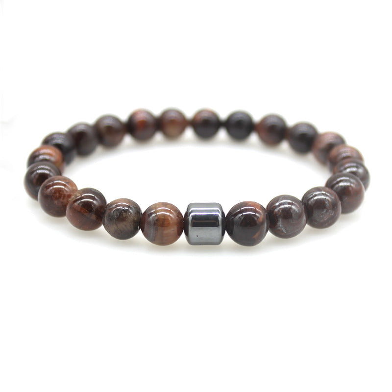 Tigereye Volcanic Rock Map Stone 8mm Bracelet