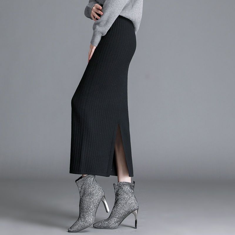 Knitted Straight Thickening Skirts For Women