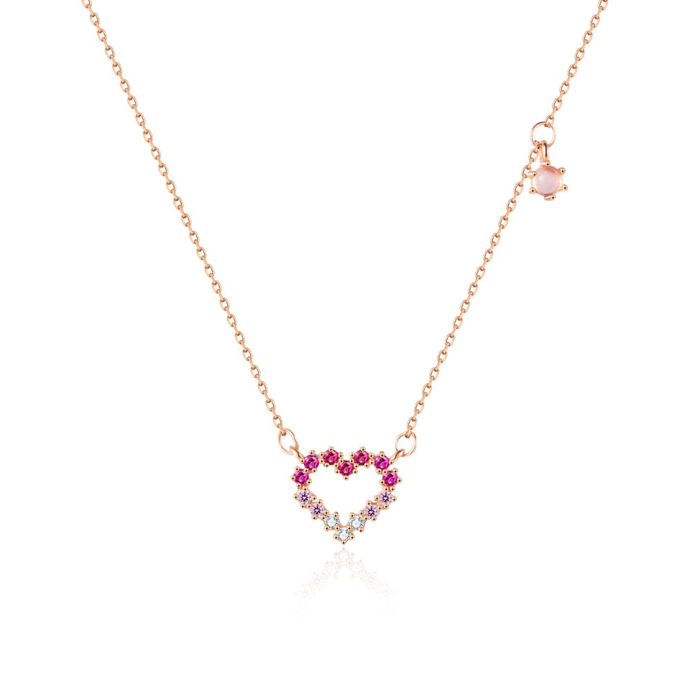 S925 Sterling Silver Heart-shaped Short Clavicle Chain