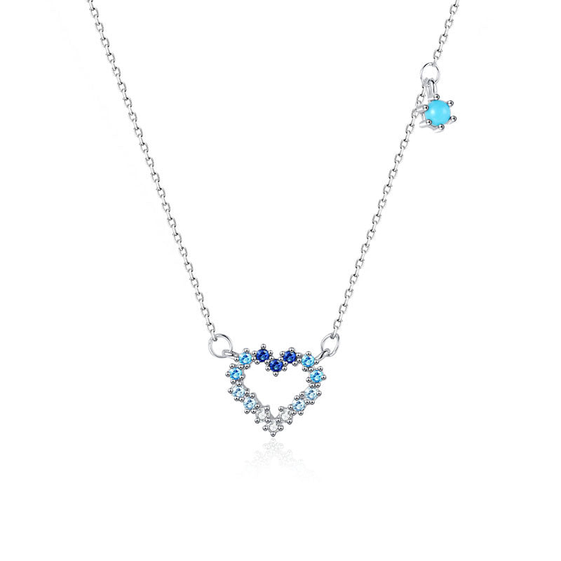 S925 Sterling Silver Heart-shaped Short Clavicle Chain