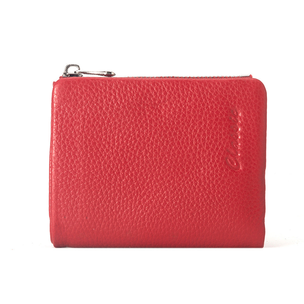 Leather Wallet Lychee Pattern Women's Short