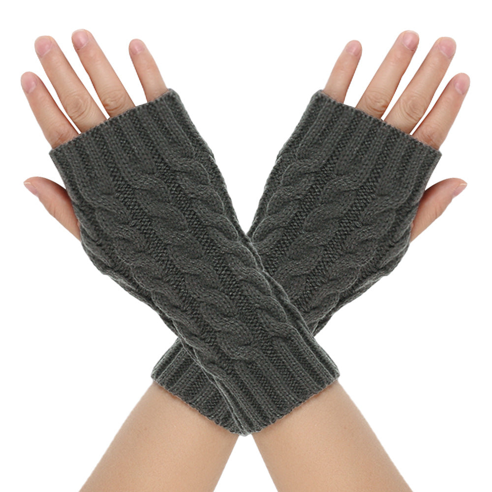 Warm Wool Open Finger winter gloves for women