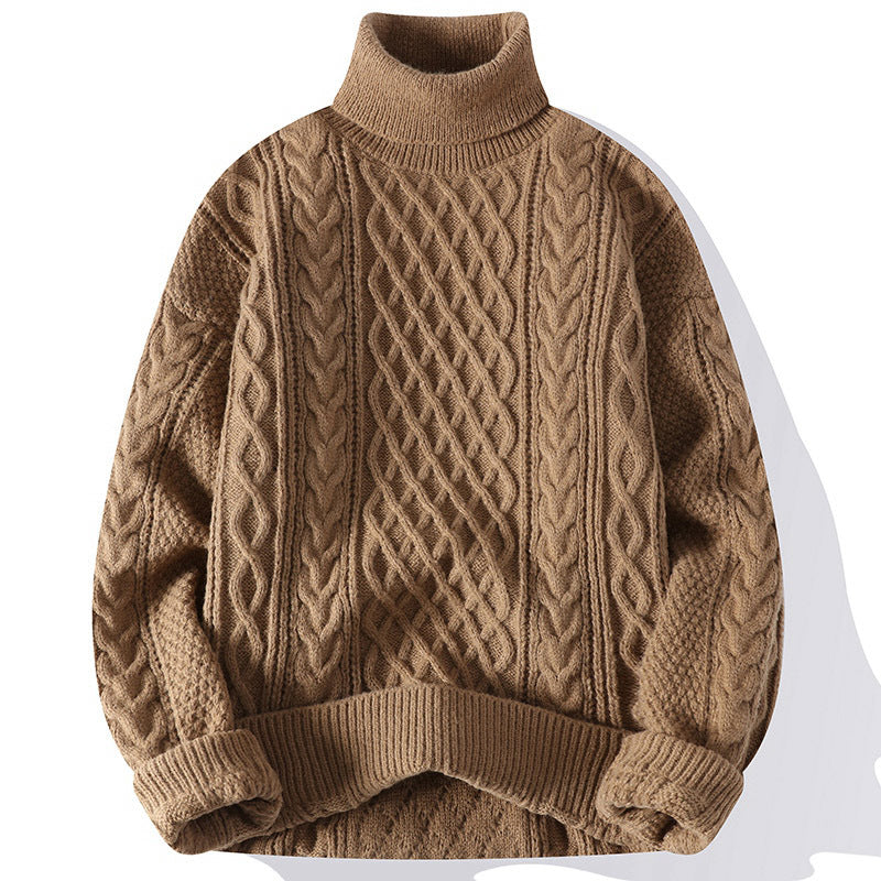 Vintage Jacquard Turtleneck Thick Sweater For Men