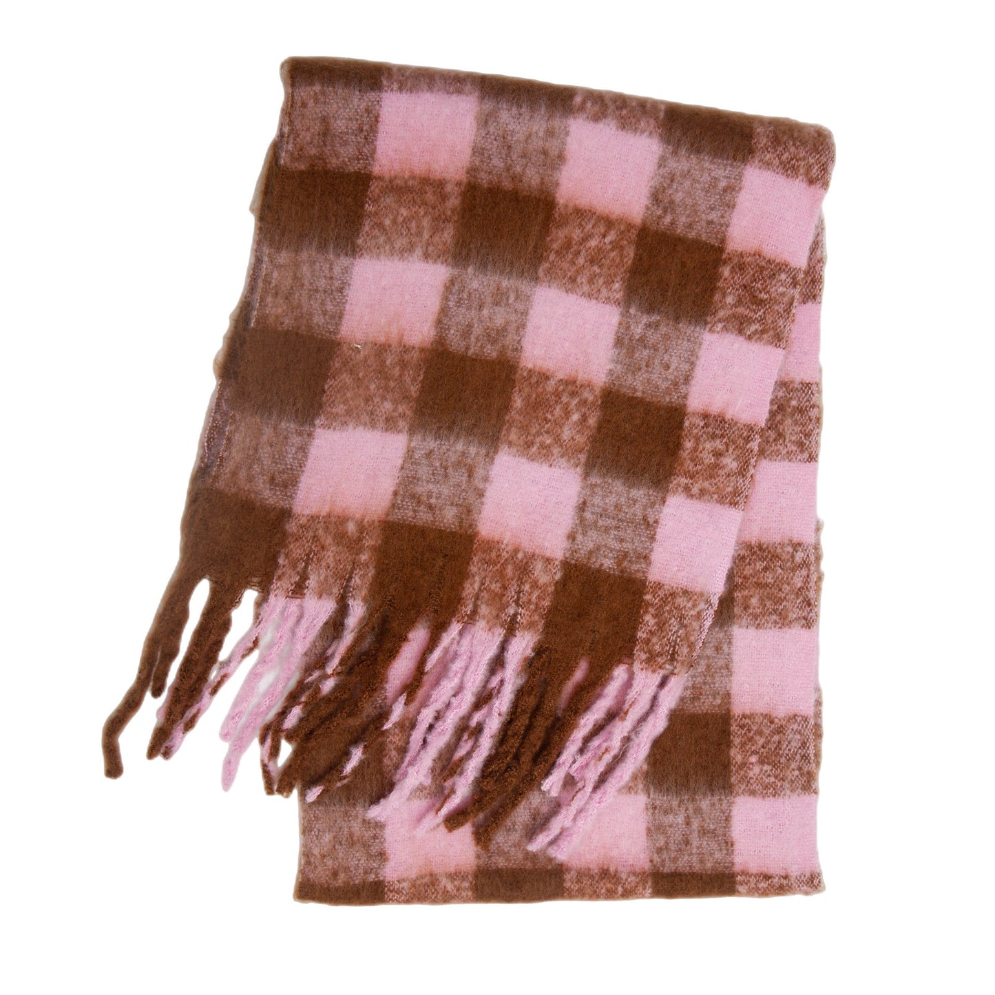 Autumn And Winter New Thick Beard Color Four-grid scarf for women