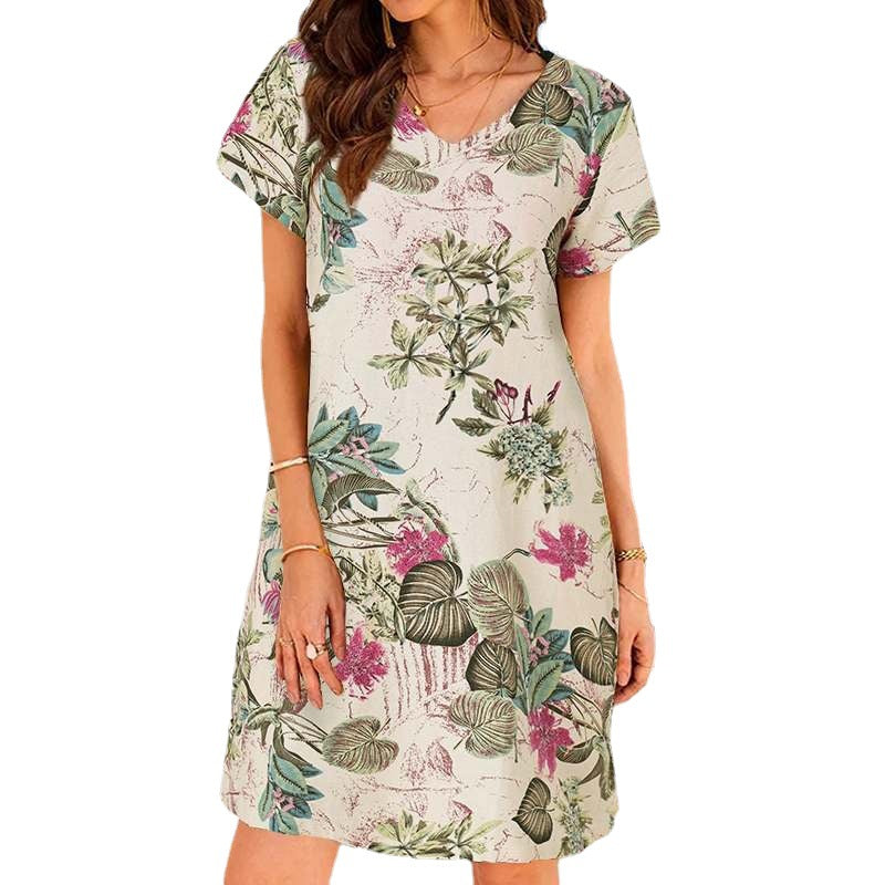 Retro Cotton And Linen Beach Dress Women