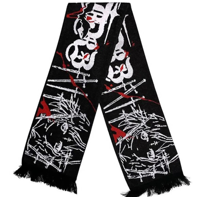 European And American Scarf Autumn And Winter New Dark Style Fire Element for girls