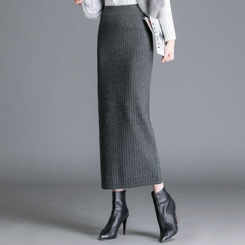 Knitted Straight Thickening Skirts For Women