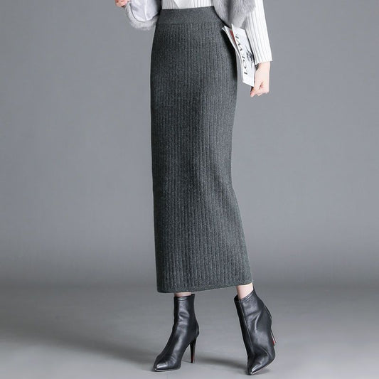 Knitted Straight Thickening Skirts For Women