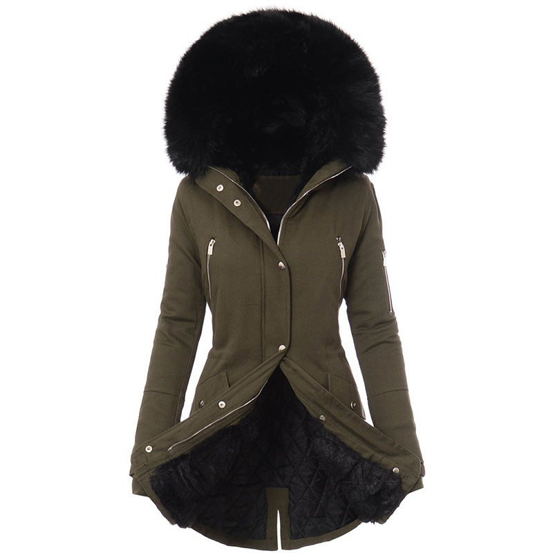 Fur Collar Mid-length trench coat for women