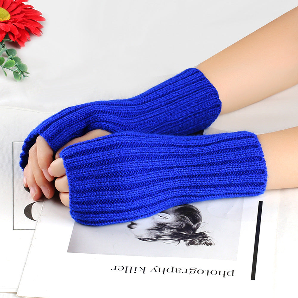 Knitting Wool and Straight Arm Knitted Warm gloves for women