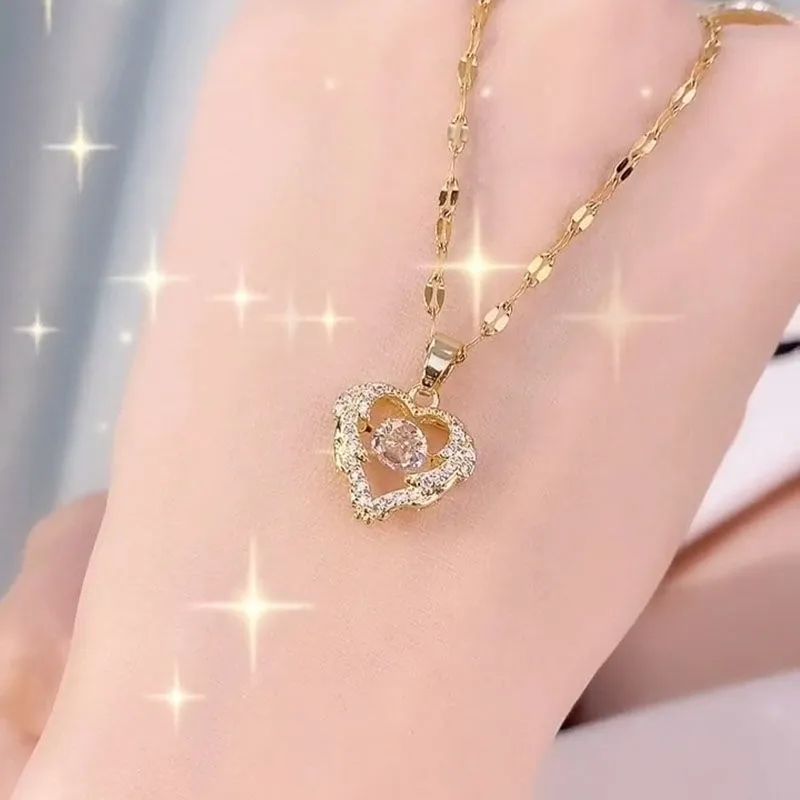 Women's Fashion Simple Full Diamond Perfume Bottle Clavicle Chain