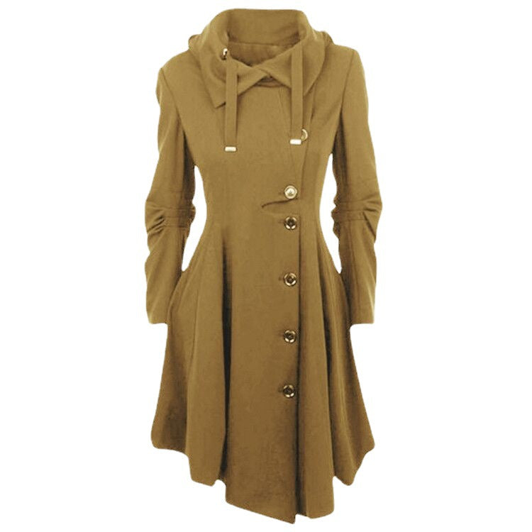 Slim Double Breasted Long Trench Coat for girls