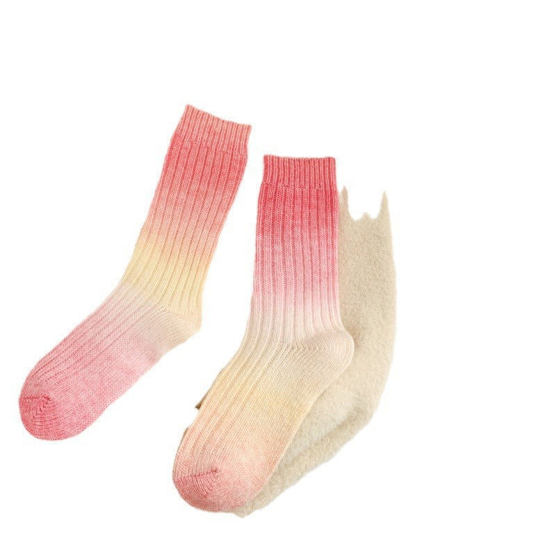 Gradient Color Women's Socks Mid-calf Warm-keeping Socks for women