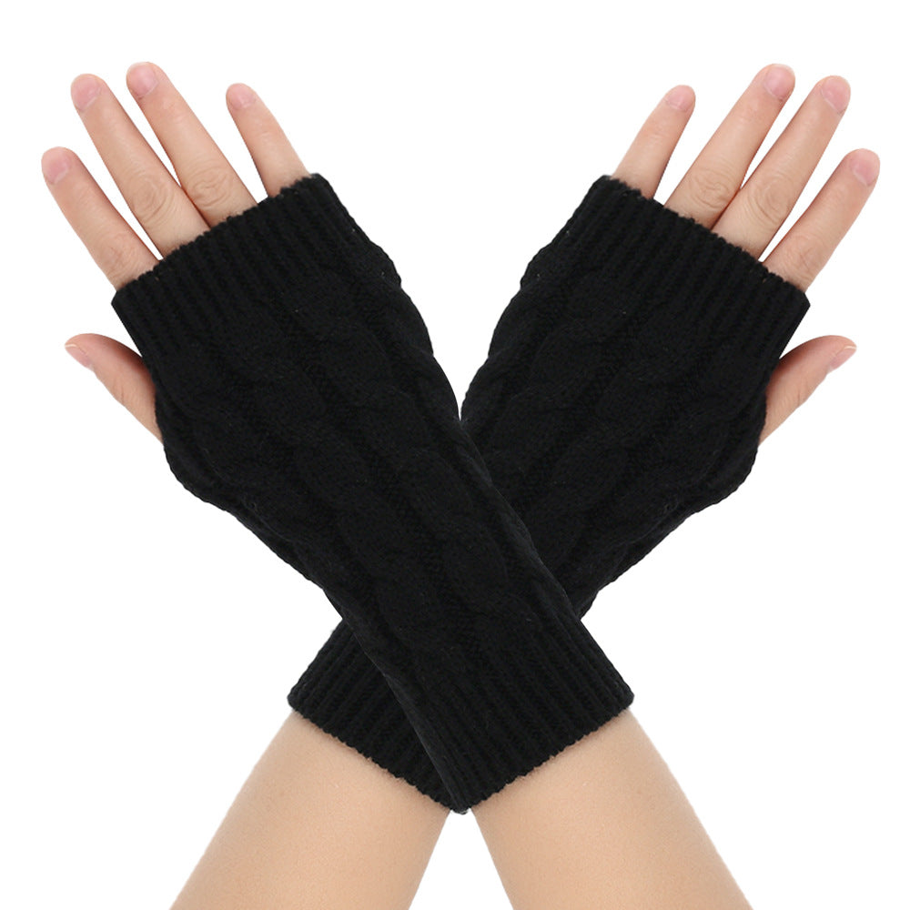 Warm Wool Open Finger winter gloves for women