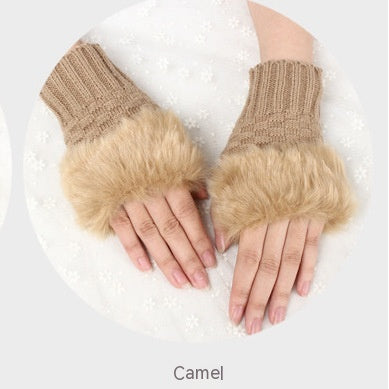 Thermal Women's Half Finger Polyester Gloves for girls