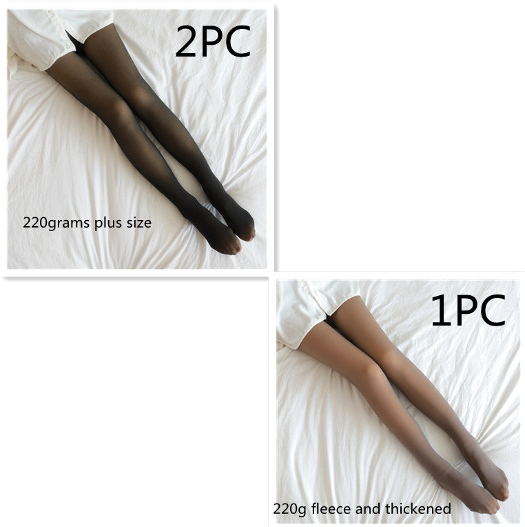 Fake Translucent Plus Size Leggings Fleece Lined Tights Fall And Winter Warm Fleece Pantyhose for Women