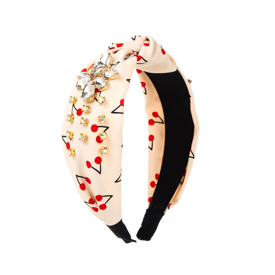 Cherry Print Mid-knot Headband Temperament Wild Headwear