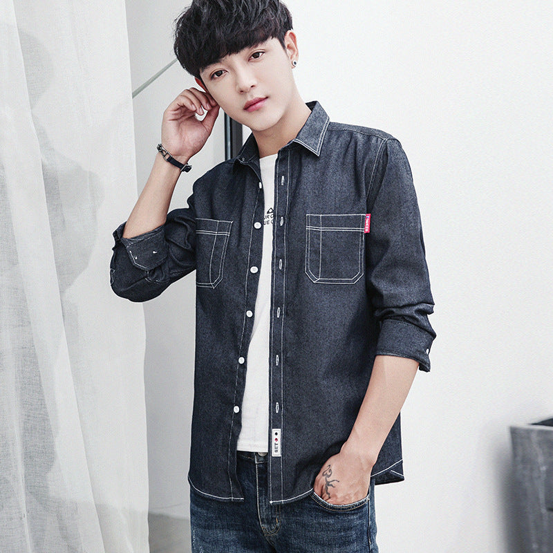 Season Men's Casual Long-sleeved Denim Shirts And Inch Shirts