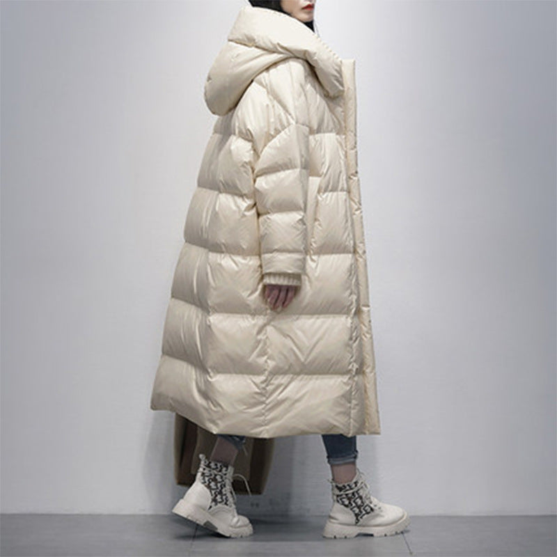 Winter Fleece-lined Thickened  White Duck Down Jacket for women