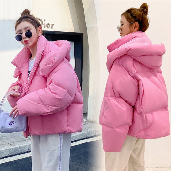 Puffy Hooded Bread Short Cotton-padded Jacket For Women