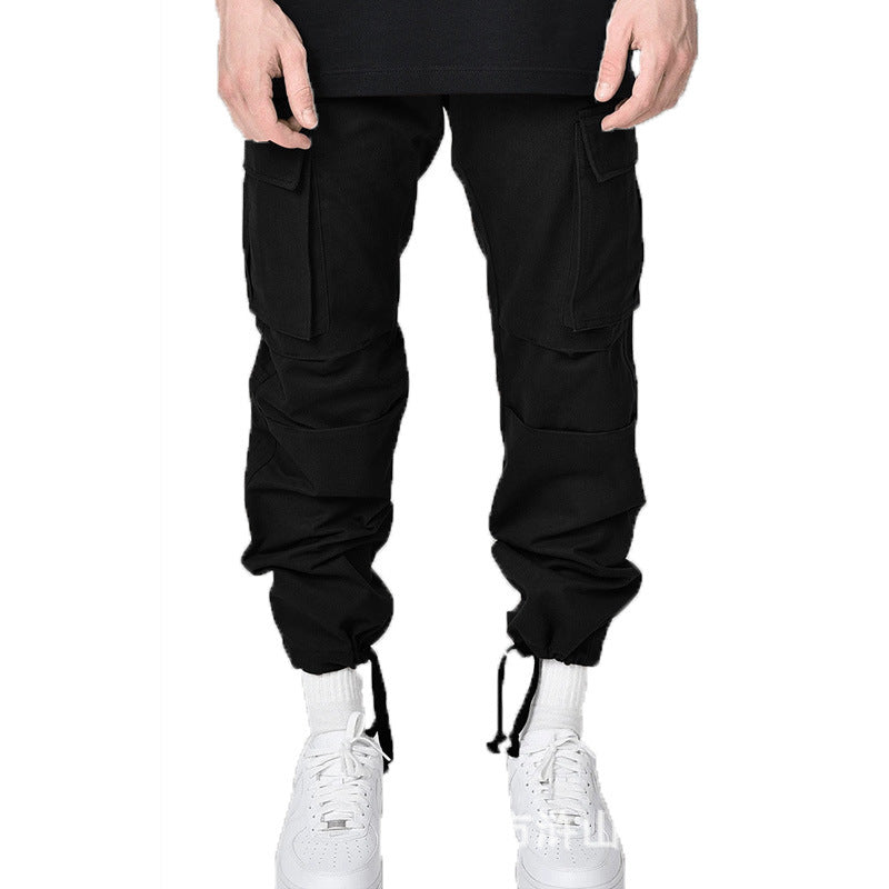 Multi Pocket Six Colors Fashion Cargo Drawstring Loose Pant for Men