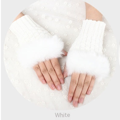 Thermal Women's Half Finger Polyester Gloves for girls