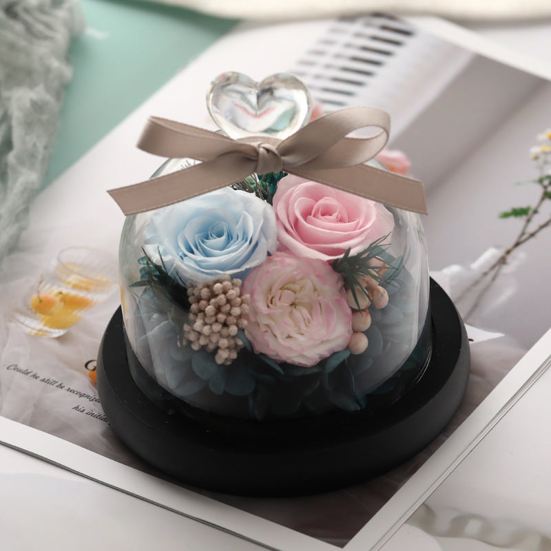 Valentine's Day Birthday Gift Gift Box Glass Cover Big Rose Immortal Flower