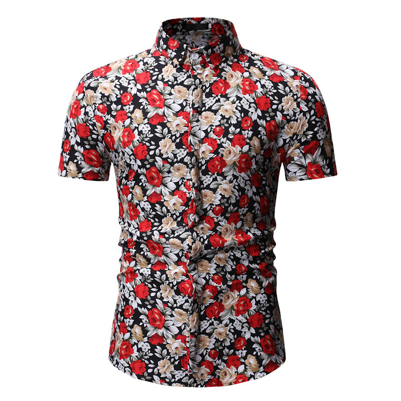 Men's Casual Short Sleeve Flower Shirts Men's Clothing