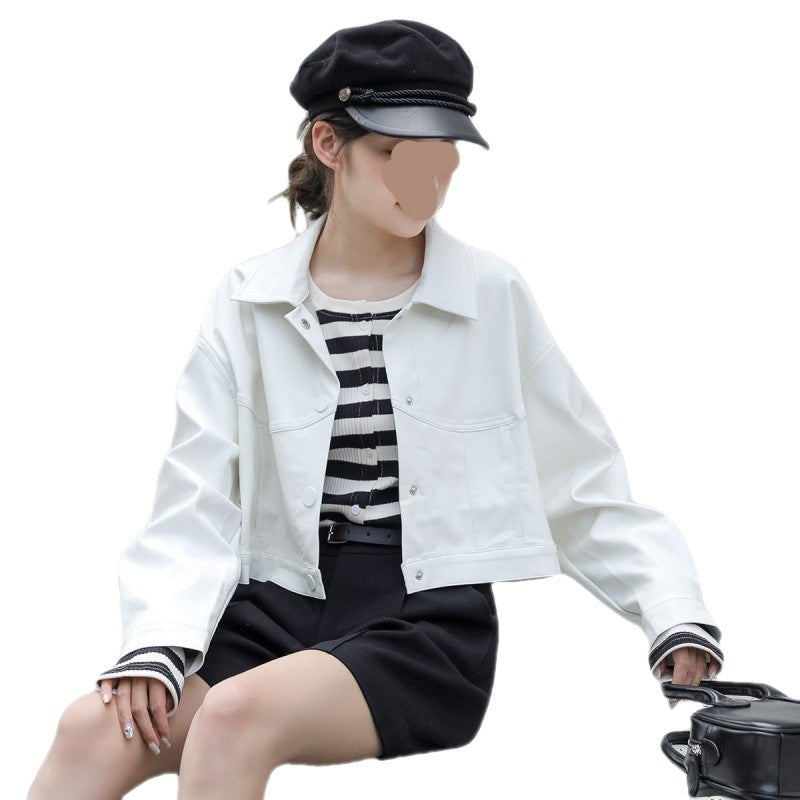 Short Leather Jacket New Vintage Fashion for women