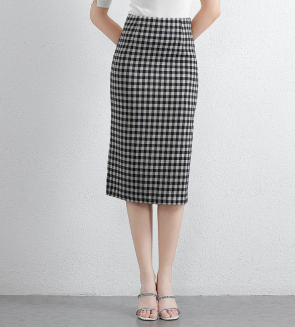 Checkered Knitted Skirts For Women