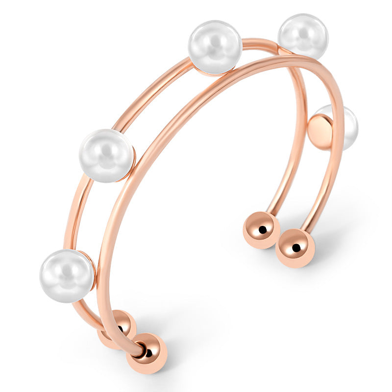 European And American Simple Pearl Opening Bracelet