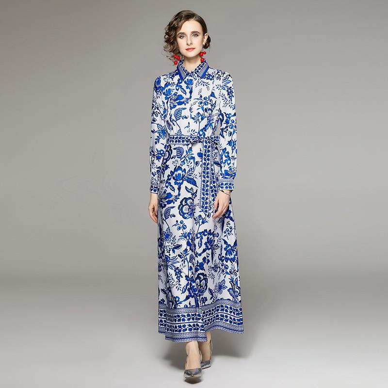 Long Sleeve Printed Dress For Women