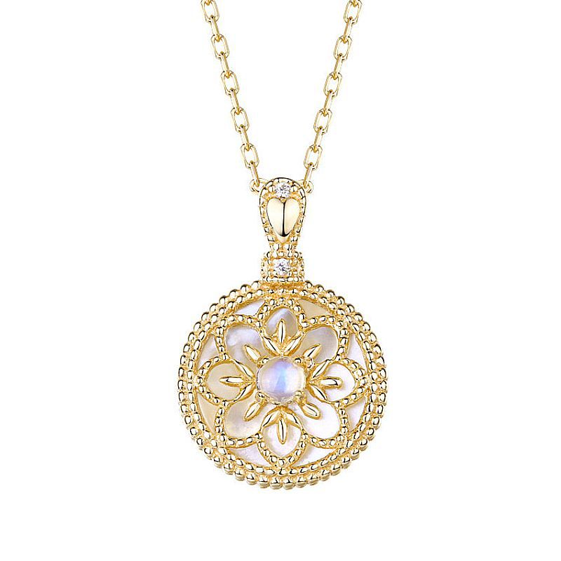 Fashion Trend Chinese Style White Shell Moonstone Necklace