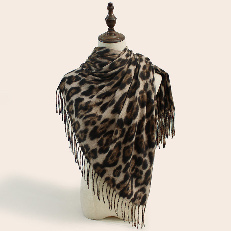 Leopard Print  and Comfortable Cashmere-like Shawl for women