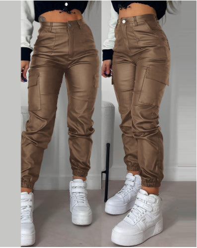 Patch Pocket Skinny Pencil Trousers For Women