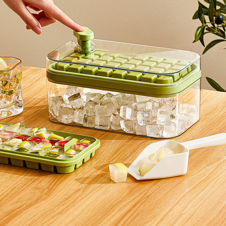 One-button Press Type Ice Mold Box Plastics Ice Cube Maker Ice Tray Mold With Storage Box With Lid Bar Kitchen Accessories