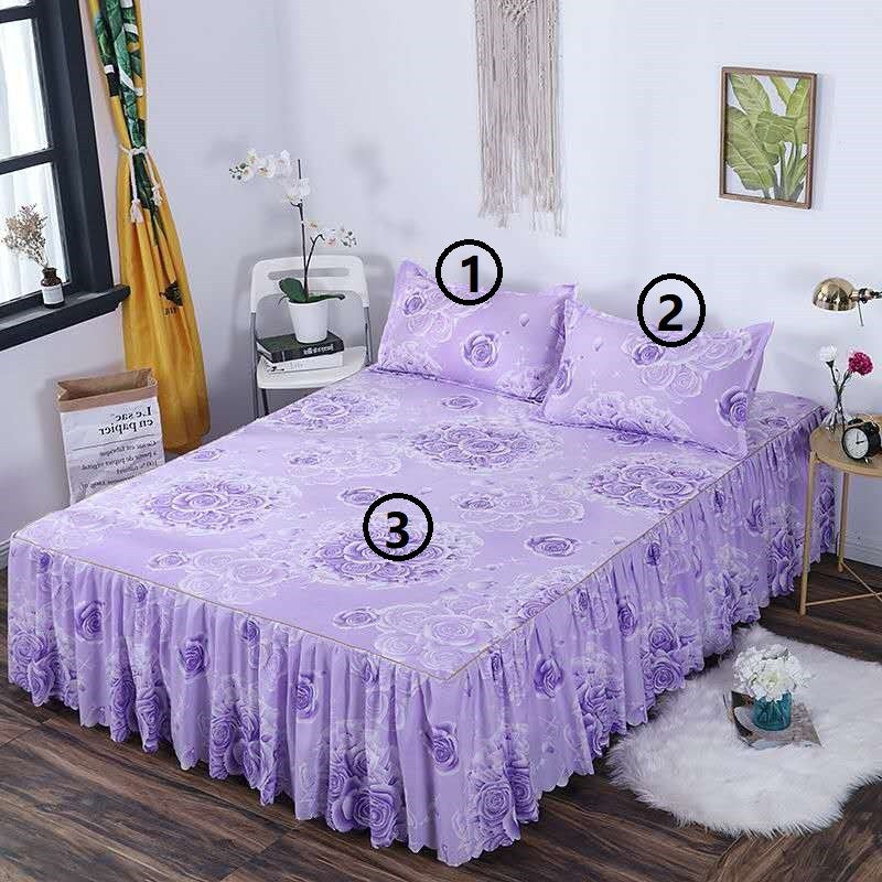 Bed Skirt Pillowcase 3 Woolly Bedsheet Bedding Set Bedspread