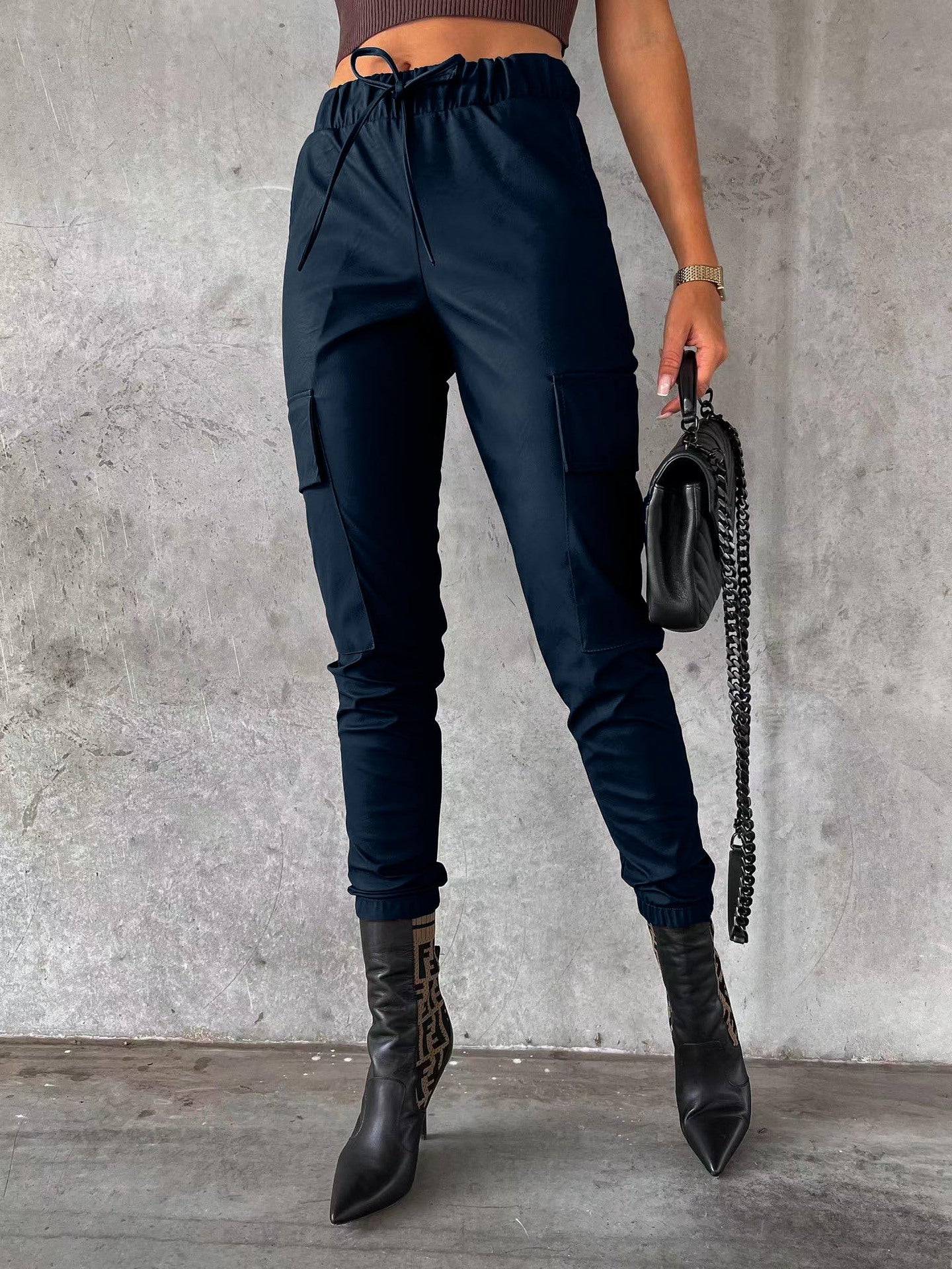 European And American Matte Leather Pants For Women