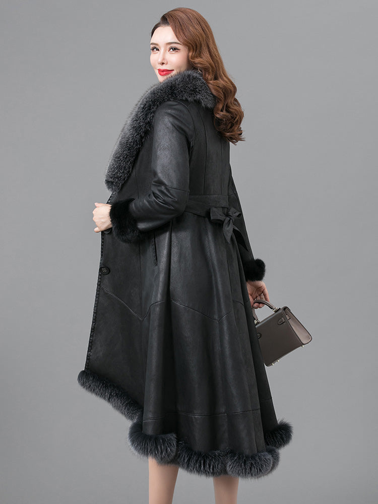 Real Thickened fur coat for women