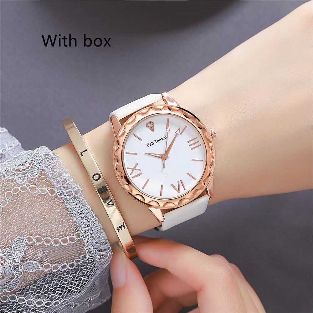 Glitter Face Simple Fashion All-match Belt Women's Watch Gift Box Suit Quartz Wrist Watch