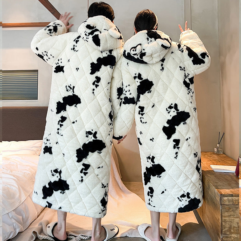 Quilted Cow Coral Fleece Nightgown For Men