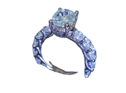 Full Diamond Four Claw  Stone Ring  for women